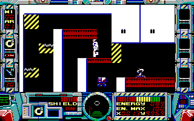 Fire Hawk: Thexder - The Second Contact IBM PC/Compatibles Screenshot: The practice level.