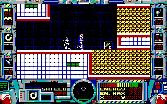 Fire Hawk: Thexder - The Second Contact IBM PC/Compatibles Screenshot: Located a power up.