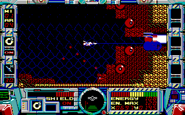 Fire Hawk: Thexder - The Second Contact IBM PC/Compatibles Screenshot: The first end of level boss.