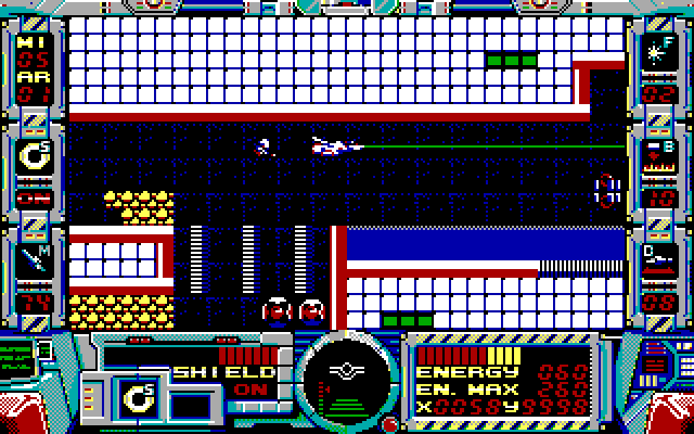 Fire Hawk: Thexder - The Second Contact IBM PC/Compatibles Screenshot: Flying through a tunnel...