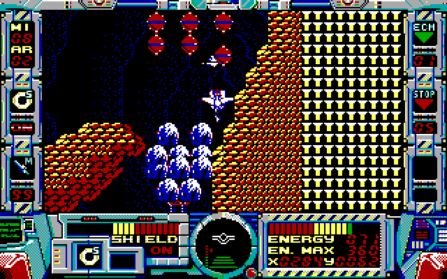 Fire Hawk: Thexder - The Second Contact IBM PC/Compatibles Screenshot: Uh oh, about to be trapped!