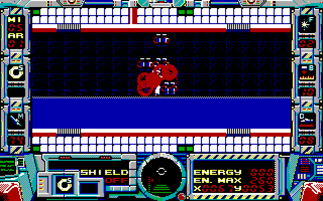 Fire Hawk: Thexder - The Second Contact IBM PC/Compatibles Screenshot: Out of energy, game over!