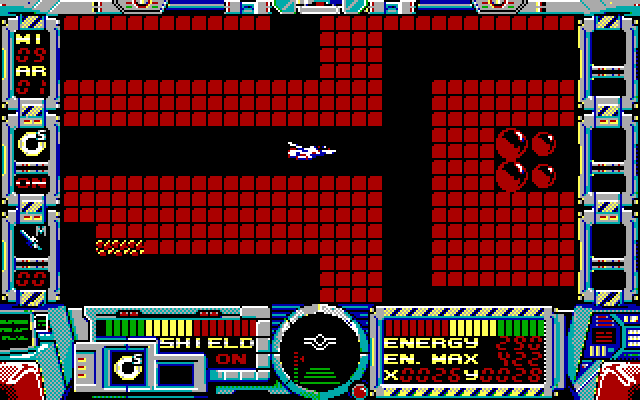 Fire Hawk: Thexder - The Second Contact IBM PC/Compatibles Screenshot: This area of the game is very maze like.