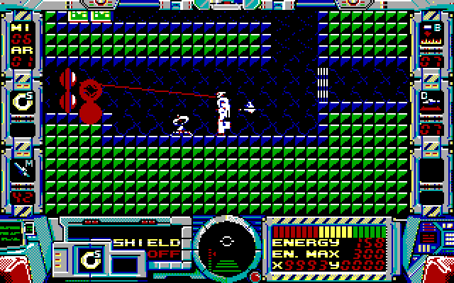 Fire Hawk: Thexder - The Second Contact IBM PC/Compatibles Screenshot: You are often given a chance to replenish your shield when a new level begins.