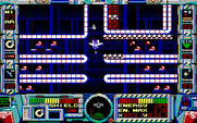Fire Hawk: Thexder - The Second Contact for IBM PC/Compatibles - Flying through a tunnel, and enemies are closing in rapidly!