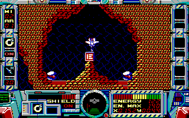 Fire Hawk: Thexder - The Second Contact IBM PC/Compatibles Screenshot: Located an energy power up!