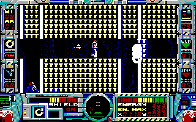 Fire Hawk: Thexder - The Second Contact IBM PC/Compatibles Screenshot: Exploring the maze...