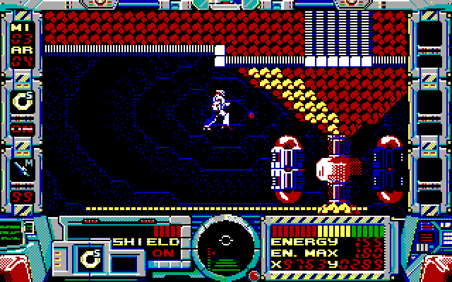Fire Hawk: Thexder - The Second Contact IBM PC/Compatibles Screenshot: This thing looks tough to get past...