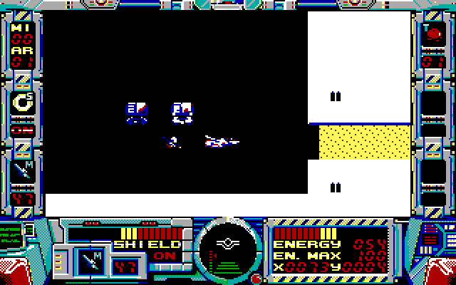 Fire Hawk: Thexder - The Second Contact IBM PC/Compatibles Screenshot: Flying towards a dead end!