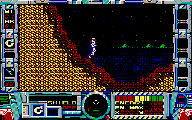 Fire Hawk: Thexder - The Second Contact IBM PC/Compatibles Screenshot: Game start.