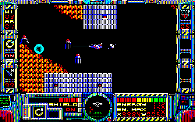 Fire Hawk: Thexder - The Second Contact PC-8800 Series Screenshot: Flying into mission 3!