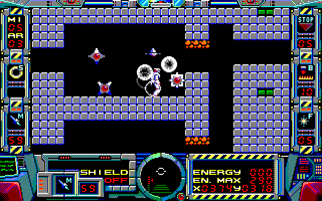 Fire Hawk: Thexder - The Second Contact PC-8800 Series Screenshot: Enemy swarms can be hazardous!