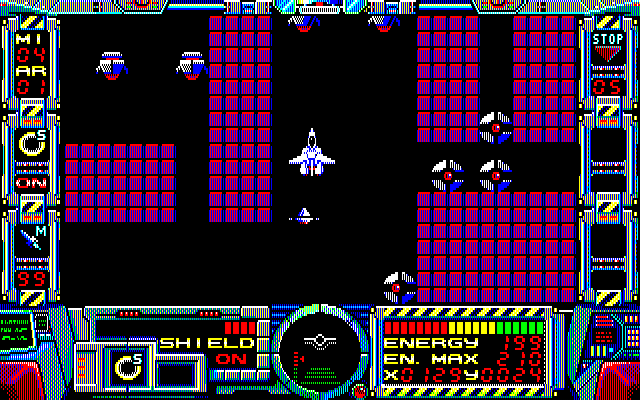Fire Hawk: Thexder - The Second Contact PC-8800 Series Screenshot: Lost in a well guarded maze!