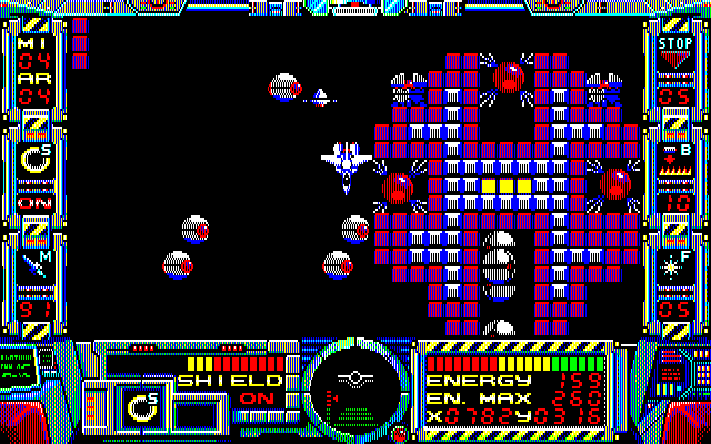 Fire Hawk: Thexder - The Second Contact PC-8800 Series Screenshot: The fourth mission boss.