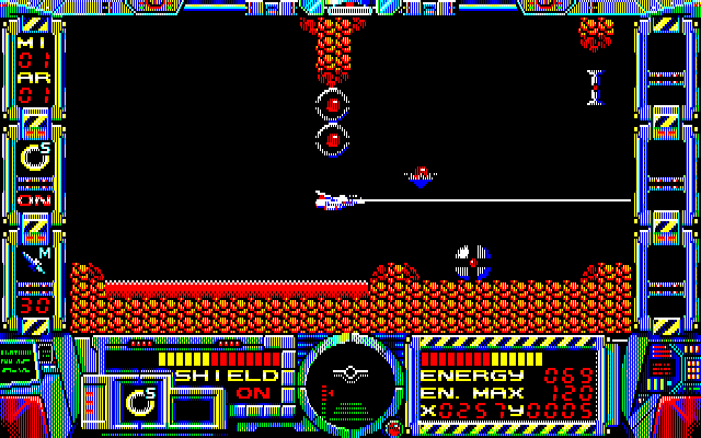 Fire Hawk: Thexder - The Second Contact PC-8800 Series Screenshot: Transformed into a plane...