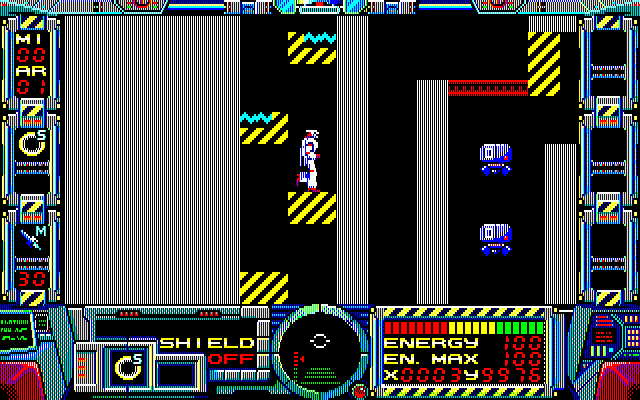 Fire Hawk: Thexder - The Second Contact PC-8800 Series Screenshot: Practice mode.