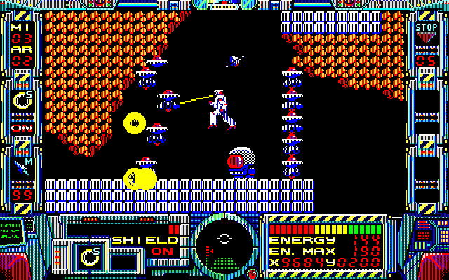 Fire Hawk: Thexder - The Second Contact PC-8800 Series Screenshot: Under attack!