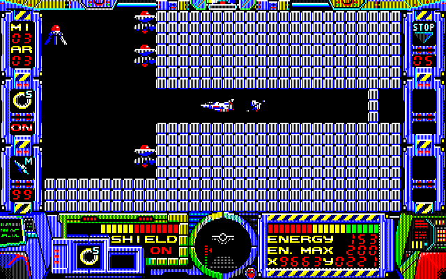 Fire Hawk: Thexder - The Second Contact PC-8800 Series Screenshot: I can only go forward from here...the path is now blocked!