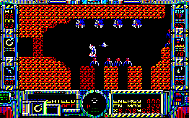 Fire Hawk: Thexder - The Second Contact PC-8800 Series Screenshot: I'm out of energy!