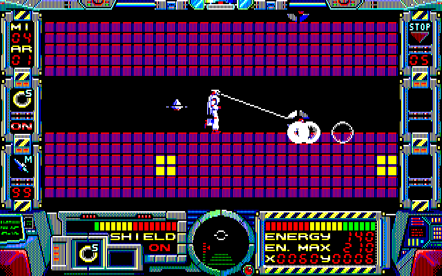 Fire Hawk: Thexder - The Second Contact PC-8800 Series Screenshot: Enemies become tougher to destroy here...