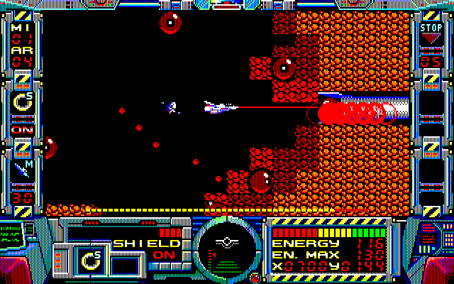 Fire Hawk: Thexder - The Second Contact PC-8800 Series Screenshot: End of the first mission.
