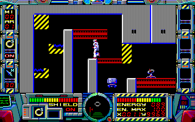 Fire Hawk: Thexder - The Second Contact PC-8800 Series Screenshot: The game includes a training mission.