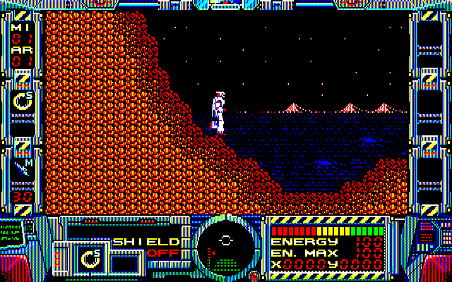 Fire Hawk: Thexder - The Second Contact PC-8800 Series Screenshot: Game start.