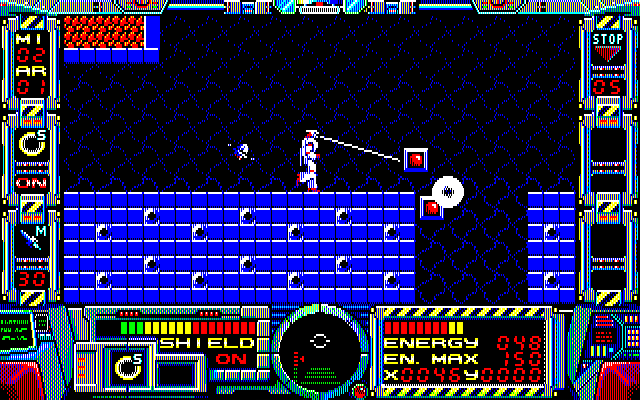 Fire Hawk: Thexder - The Second Contact PC-8800 Series Screenshot: Starting the second mission.