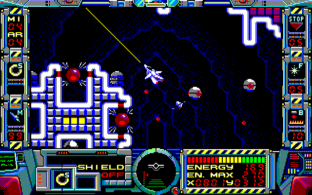 Fire Hawk: Thexder - The Second Contact PC-8800 Series Screenshot: The boss for this area requires you destroy all of those cores.