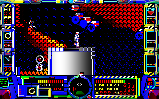 Fire Hawk: Thexder - The Second Contact PC-8800 Series Screenshot: Beginning mission 3.