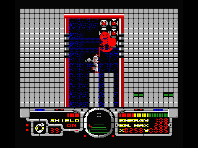 Fire Hawk: Thexder - The Second Contact MSX Screenshot: Shoot these things to restore energy.
