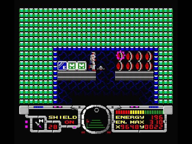 Fire Hawk: Thexder - The Second Contact MSX Screenshot: Located a stash of items.