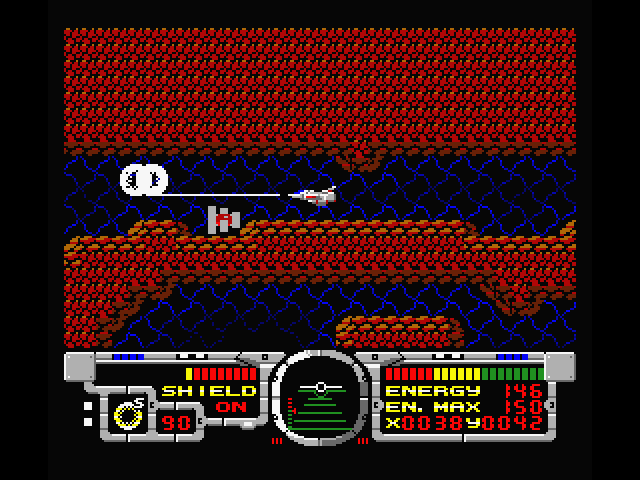Fire Hawk: Thexder - The Second Contact MSX Screenshot: A narrow tunnel...
