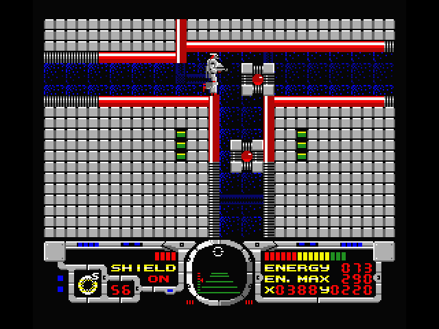 Fire Hawk: Thexder - The Second Contact MSX Screenshot: Don't touch these moving boxes, they're dangerous...
