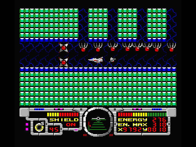 Fire Hawk: Thexder - The Second Contact MSX Screenshot: Quick, clear a path to fly through here!