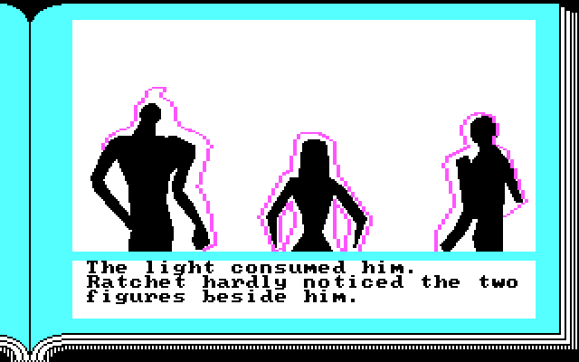 Gamma Force in Pit of a Thousand Screams IBM PC/Compatibles Screenshot: Some figures in the distance...