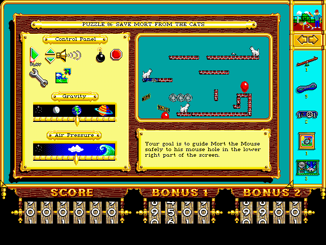 Even More! Incredible Machine, The IBM PC/Compatibles Screenshot: Here's your goal for this puzzle...