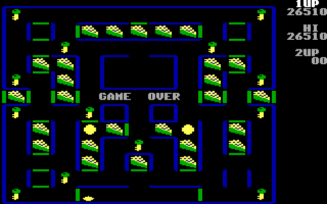 Super Pac-Man IBM PC/Compatibles Screenshot: Game over.