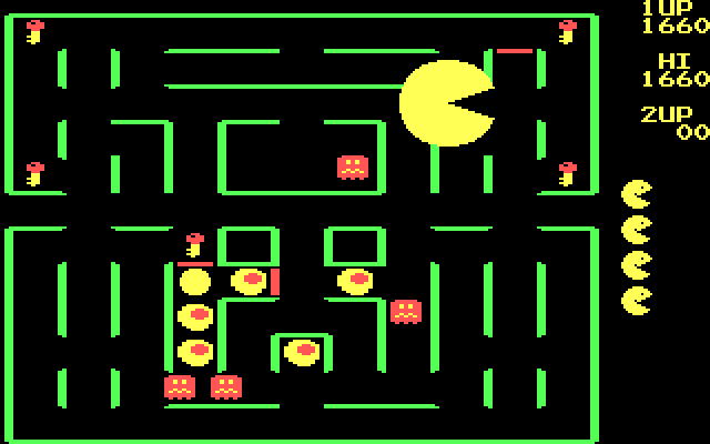 Super Pac-Man IBM PC/Compatibles Screenshot: Super Pac-Man has almost completed this stage...