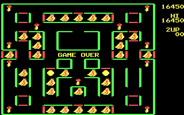 Super Pac-Man IBM PC/Compatibles Screenshot: Game over.
