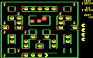 Super Pac-Man for IBM PC/Compatibles - In the CGA palette the ghosts appear red when you eat a power pellet.