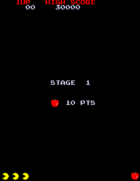 Super Pac-Man Arcade Screenshot: Ready for stage 1?