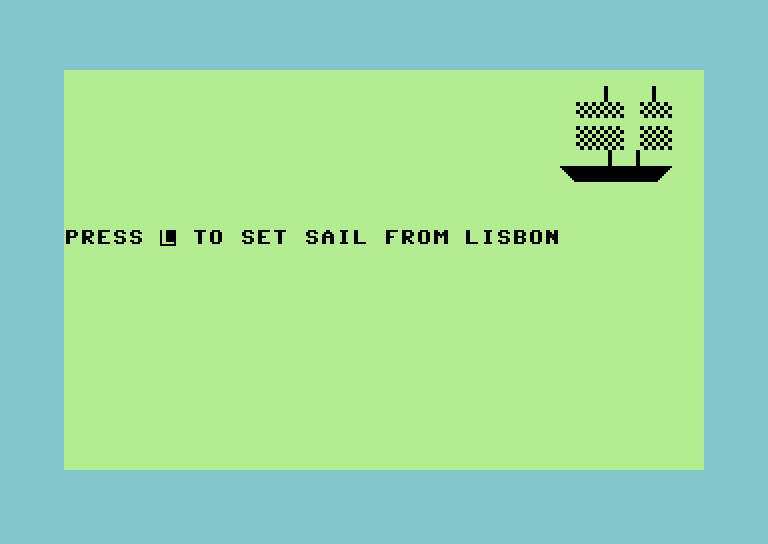Adventure Quest IV Commodore 64 Screenshot: Lost at Sea - ready to set sail?