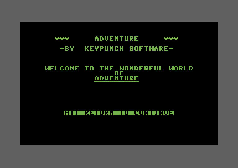 Adventure Quest IV Commodore 64 Screenshot: Trip to Atlantis - hit return to begin!