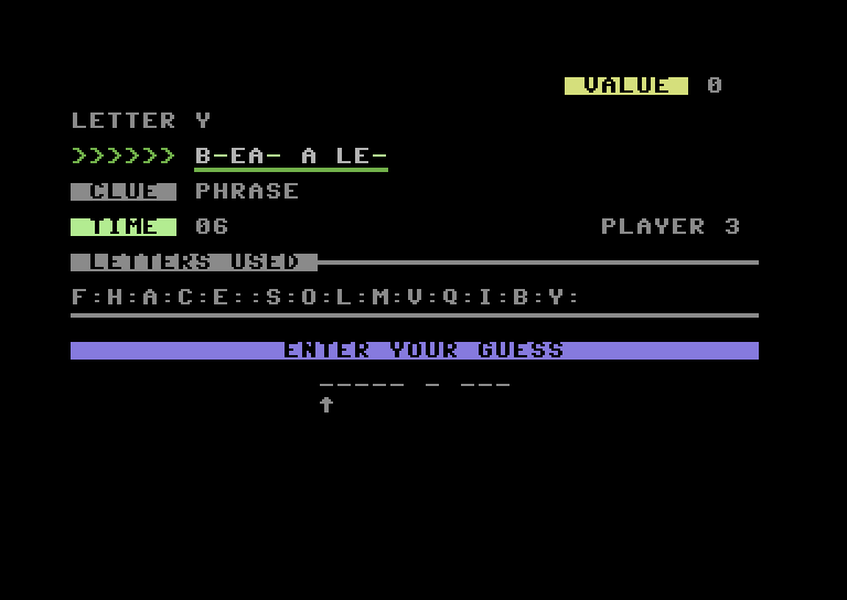 Adventure Quest IV Commodore 64 Screenshot: The Name Game - enter your guess...