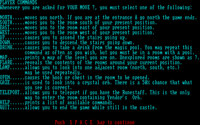 Adventure Quest IV IBM PC/Compatibles Screenshot: Amulet of Yendor - part of the game instructions.