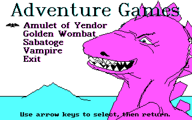 Adventure Quest IV IBM PC/Compatibles Screenshot: Disk 1 title screen and menu.