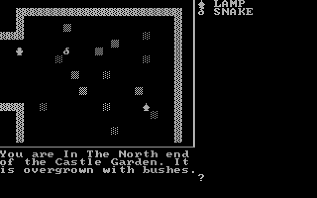 Adventure Quest IV IBM PC/Compatibles Screenshot: Golden Wombat - It's a snake guarding a lamp!