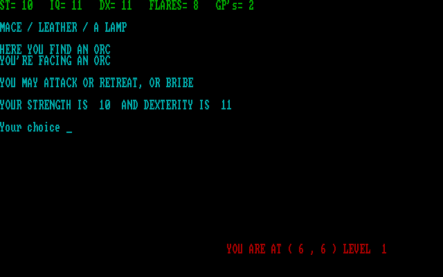 Adventure Quest IV IBM PC/Compatibles Screenshot: I am facing an orc...