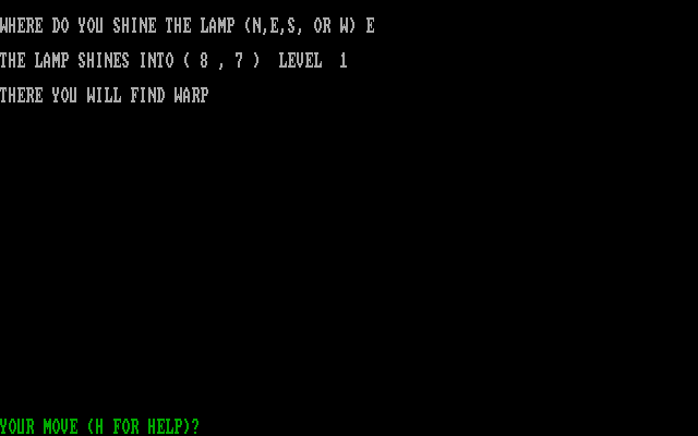 Adventure Quest IV IBM PC/Compatibles Screenshot: Amulet of Yendor - shine the lamp to see adjacent rooms...